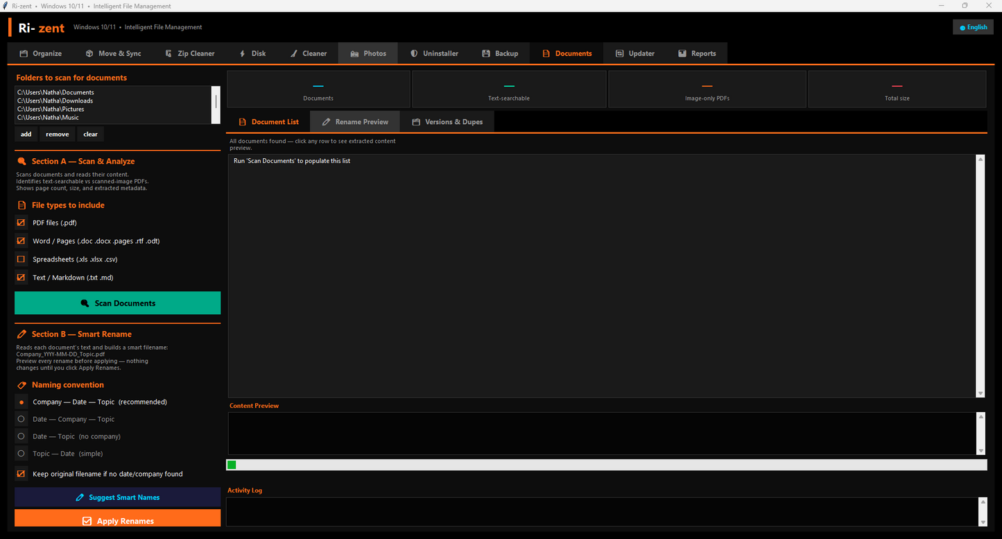 Ri-zent - All-in-One PC AND MAC PACKAGE - Cleanup, Organizer & AI Tools (One-Time License)
