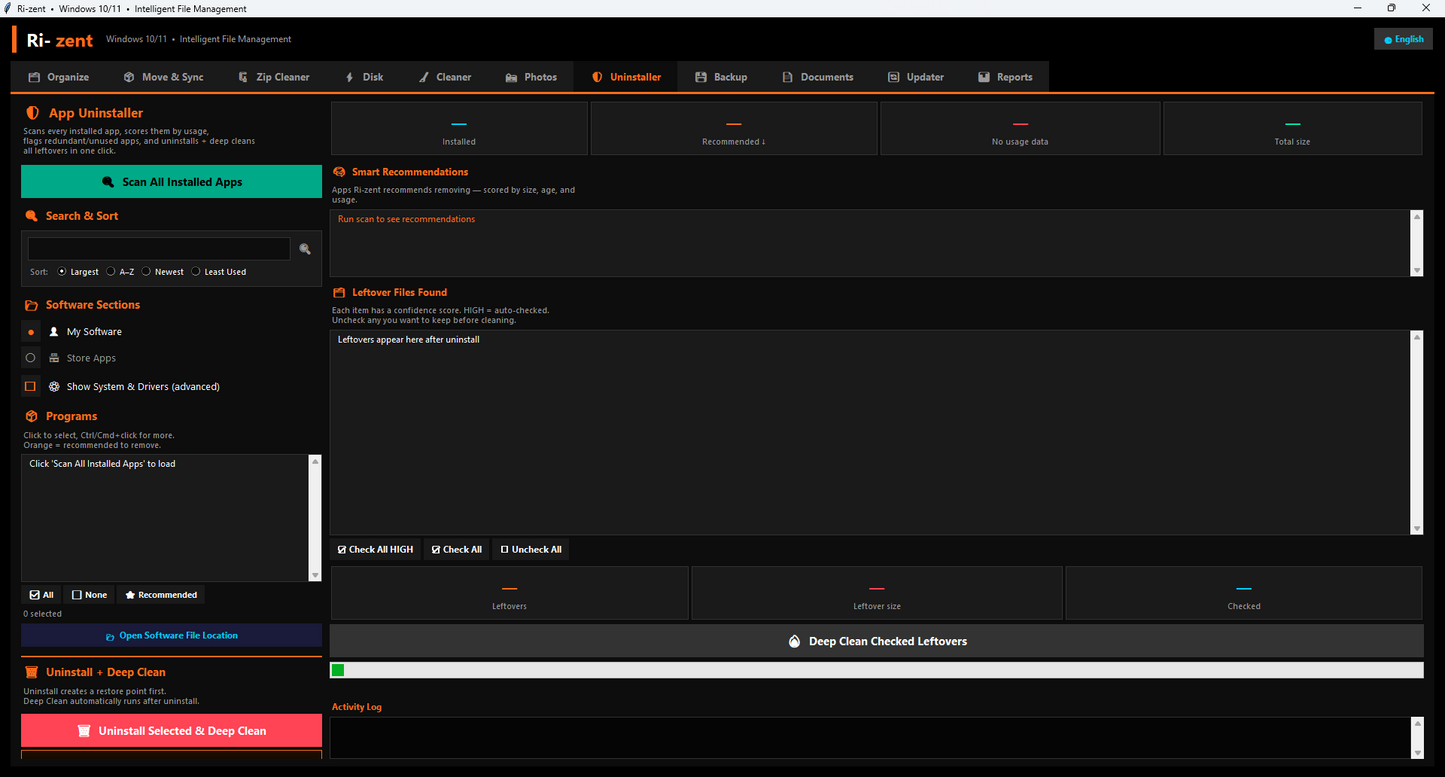 Ri-zent - All-in-One PC AND MAC PACKAGE - Cleanup, Organizer & AI Tools (One-Time License)