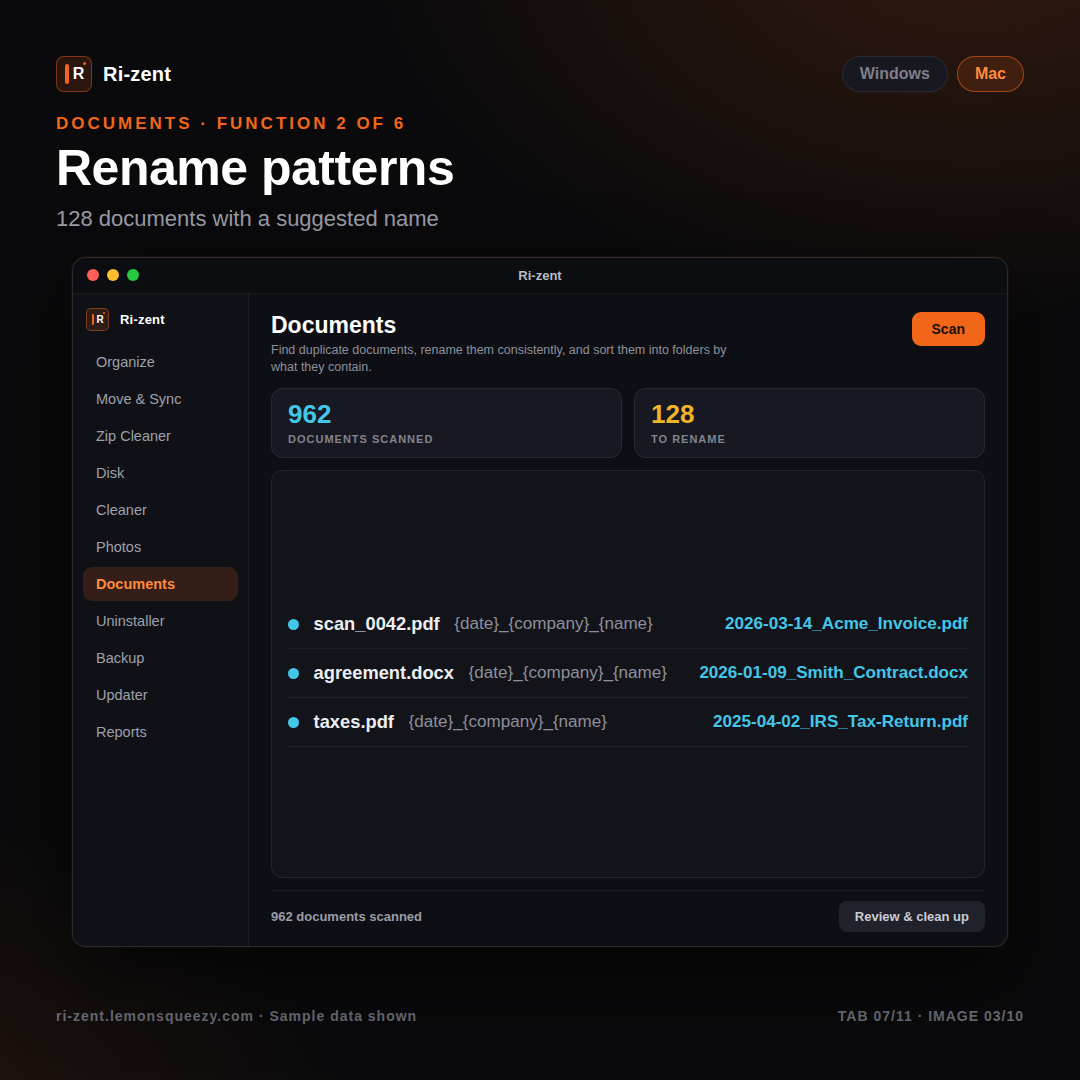 Ri-zent - Intelligent File Management (MAC & WINDOW DESKTOP)
