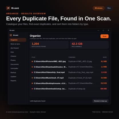 KEY ONLY - Ri-zent - Intelligent File Management (MAC & WINDOW DESKTOP)