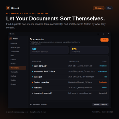 Ri-zent -  Intelligent File Management (WINDOWS 10/11)