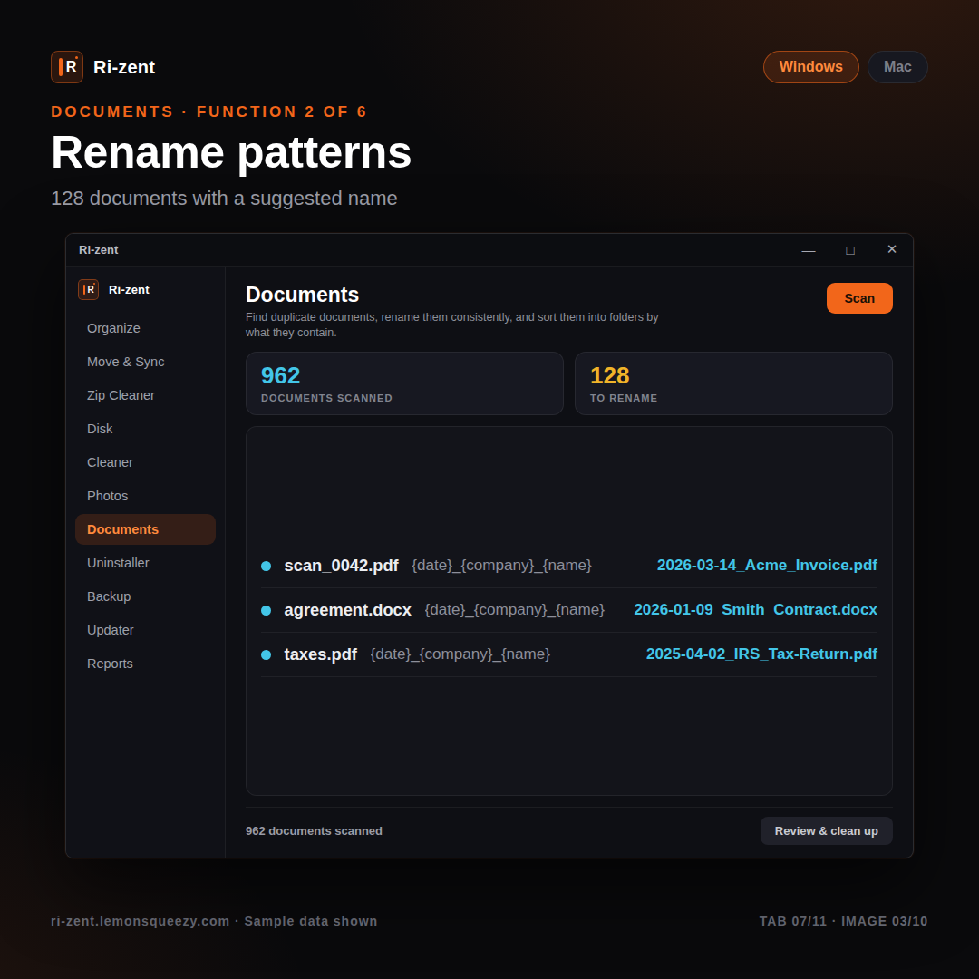 Ri-zent - Intelligent File Management (MAC & WINDOW DESKTOP)